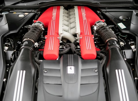 Closeup Ferrari Portofino Engine Bay Red Engine Cover Biturbo