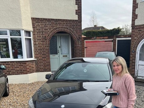 Alexis with her new Mercedes in Romford today