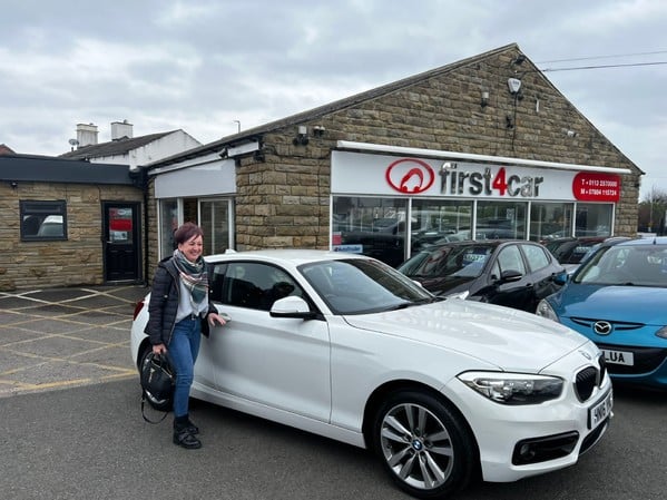 Paula collecting her new BMW