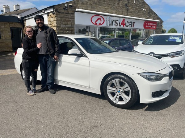Cath picking up her new BMW