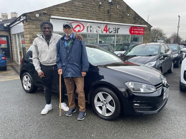 Samson and his Grandad from Huddersfield collecting his new Golf 