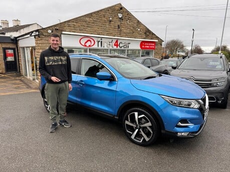 Jordan from Shipley collecting his new Qashqai