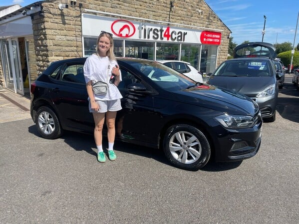 Daisy from Bradford collecting her new VW Polo.