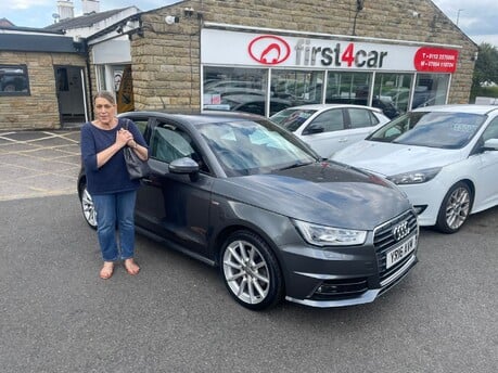 Jo from Leeds collecting her new Audi A1