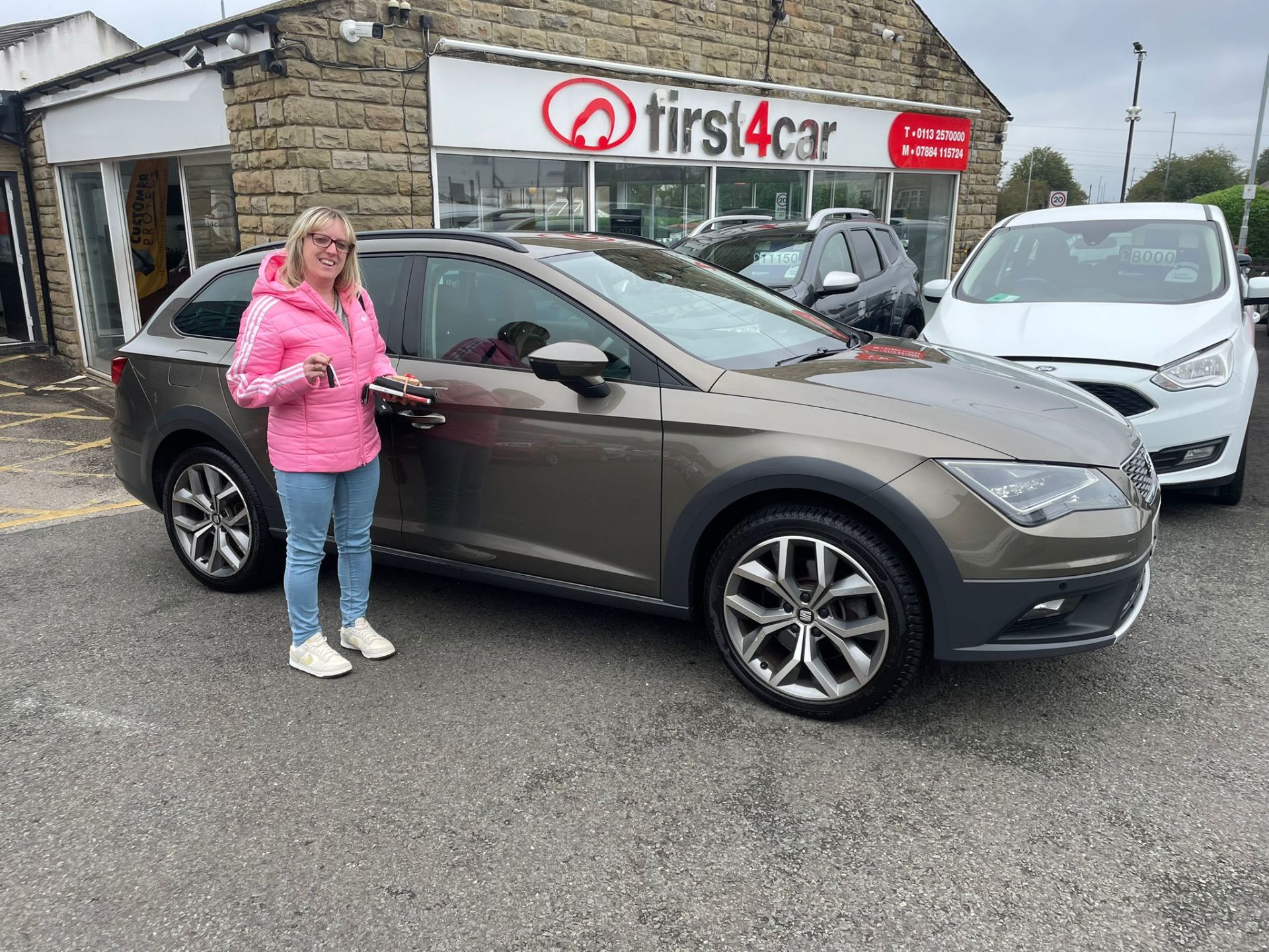 Karina from the local area collecting her new family car