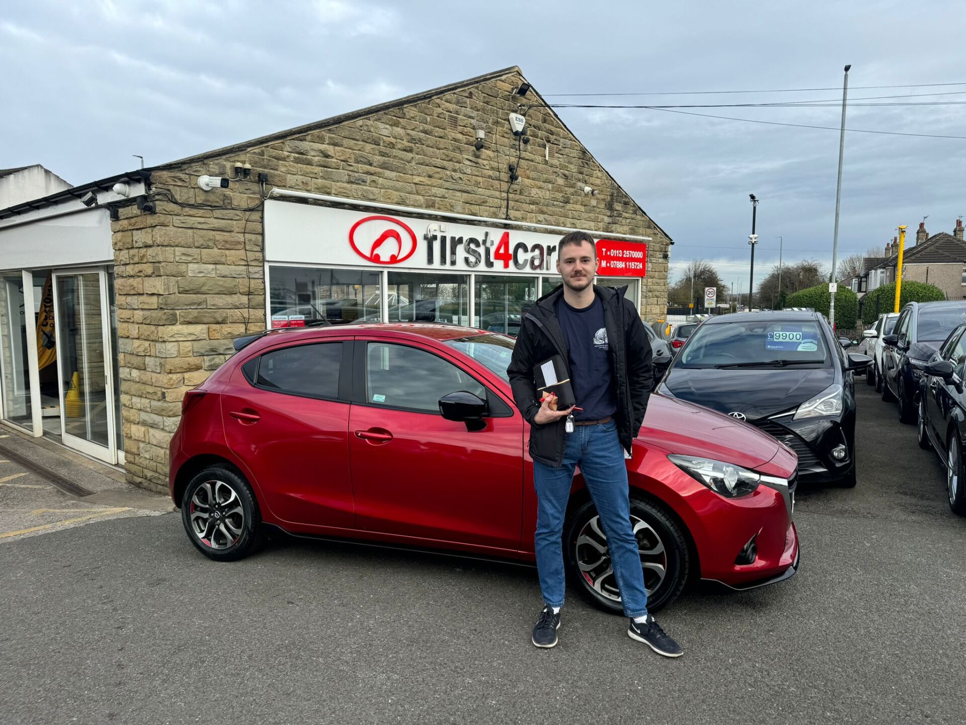 Lucas from Leeds collecting his shiny new Mazda.