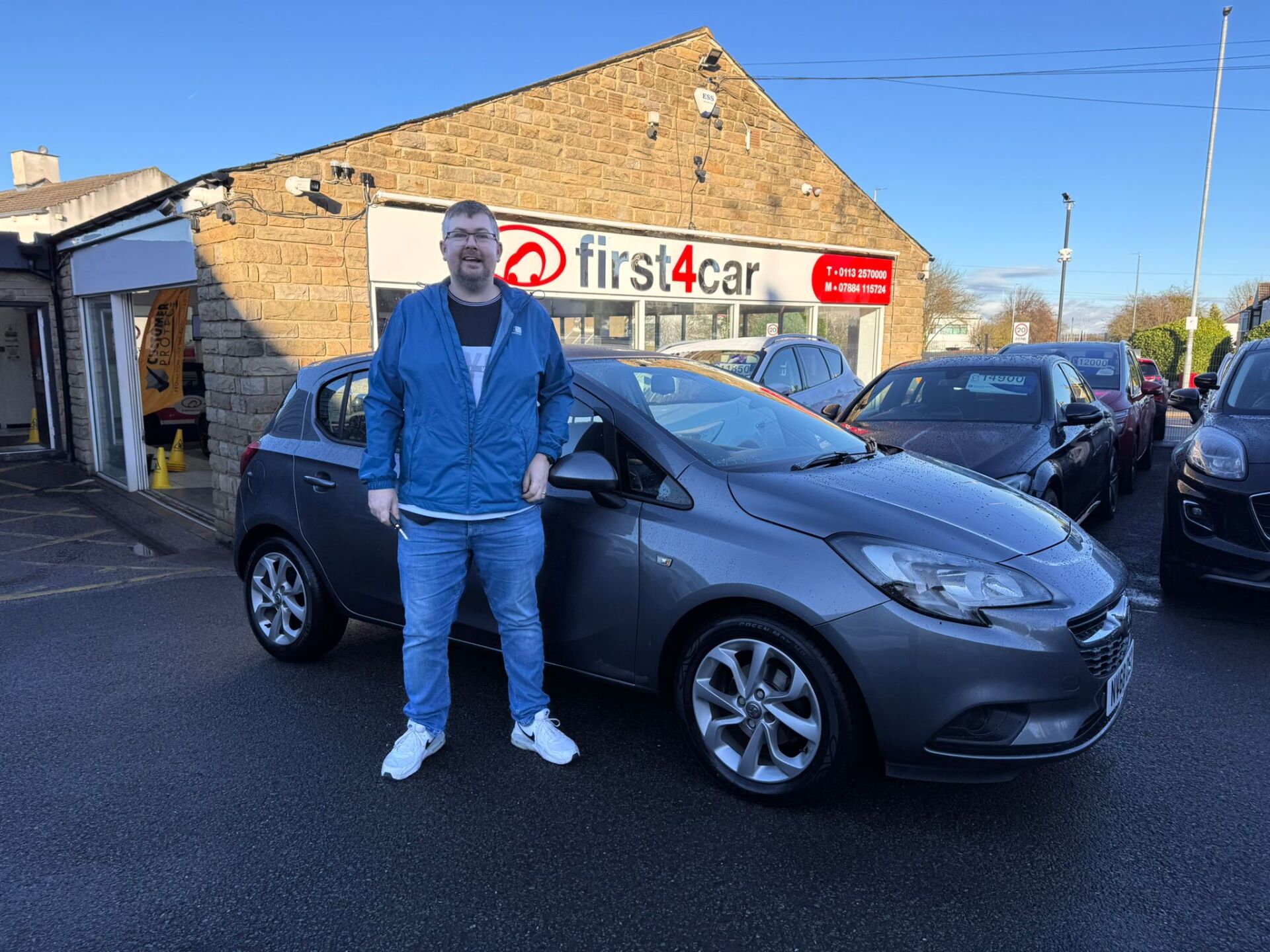 Lee from Bolton collecting his new Vauxhall Corsa.