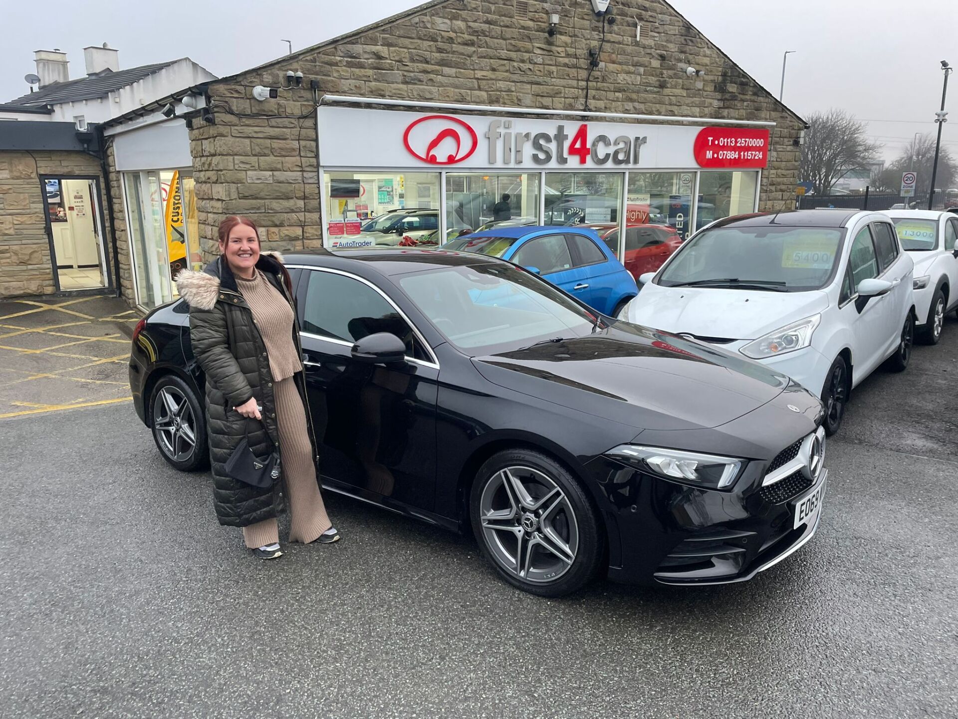 Harris from Halifax collecting her new Mercedes Benz.