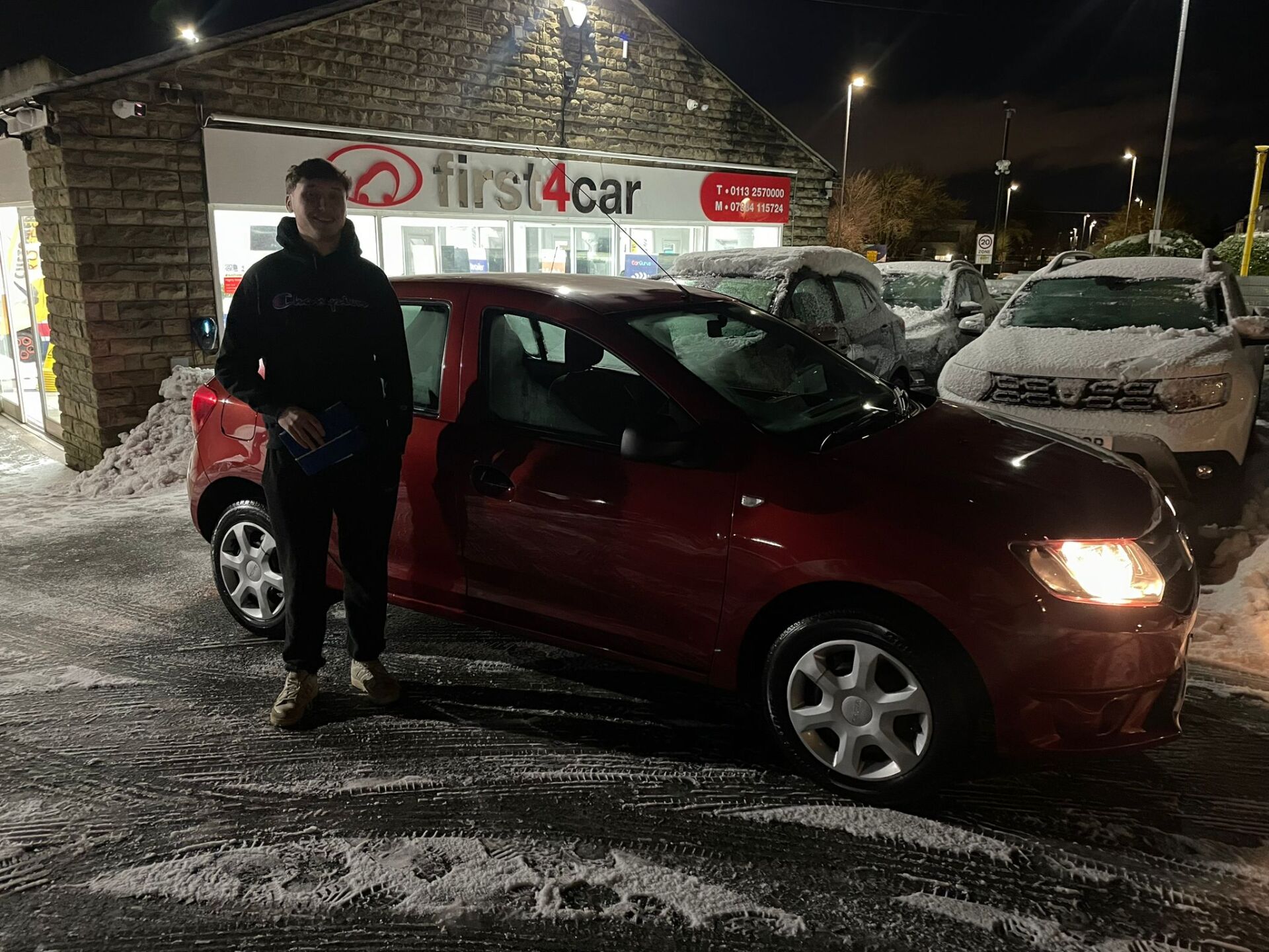 Bailey from Halifax collecting his new Dacia Sandero.