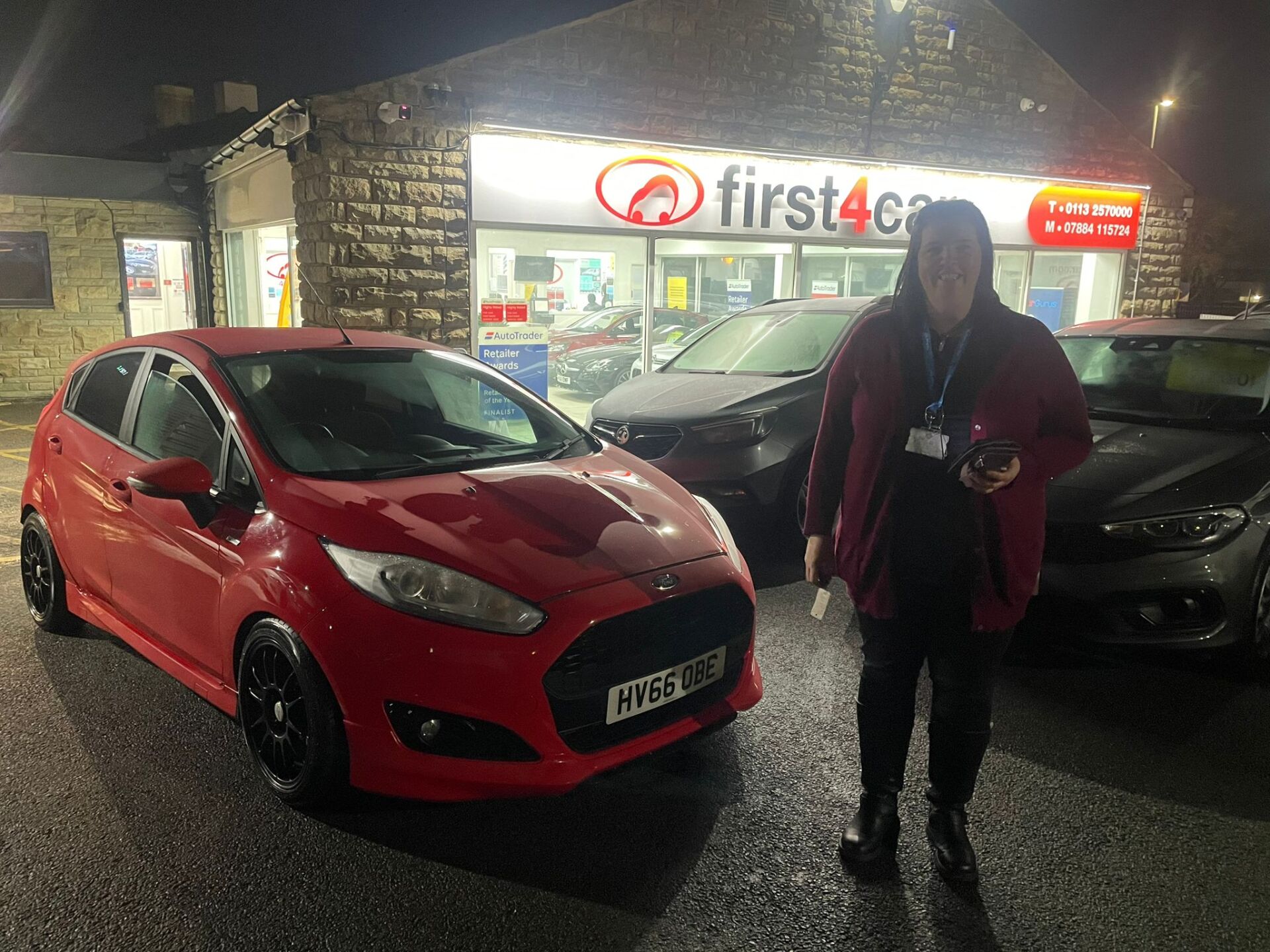 Elizabeth from Burnley Lancashire collecting her new Ford Fiesta.