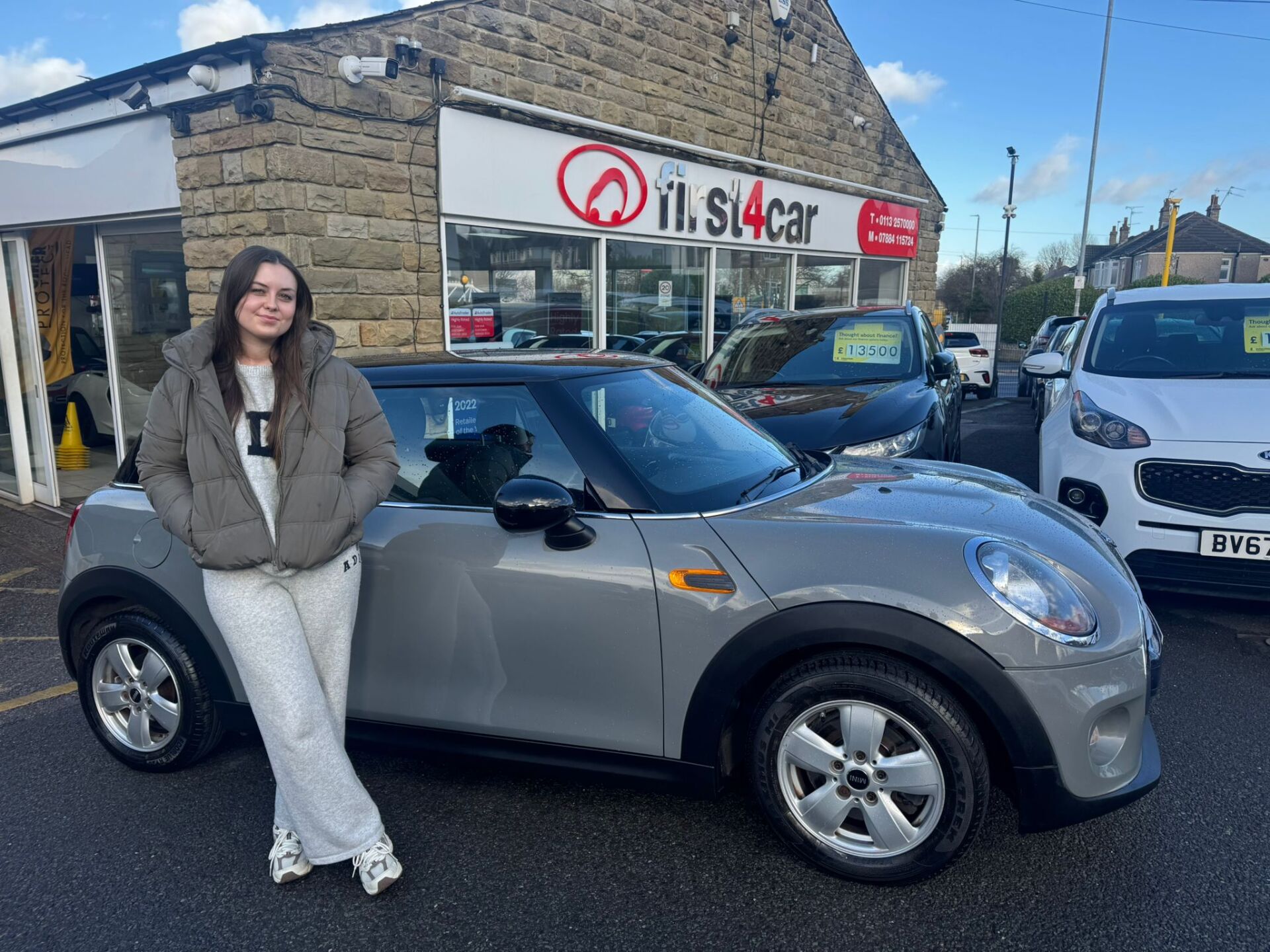 Maya from Scarborough collecting her new Mini Cooper. 