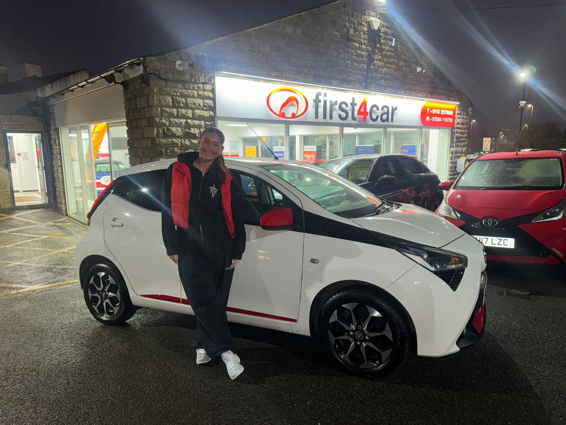 Kennady from Leeds collecting her new Toyota Aygo.