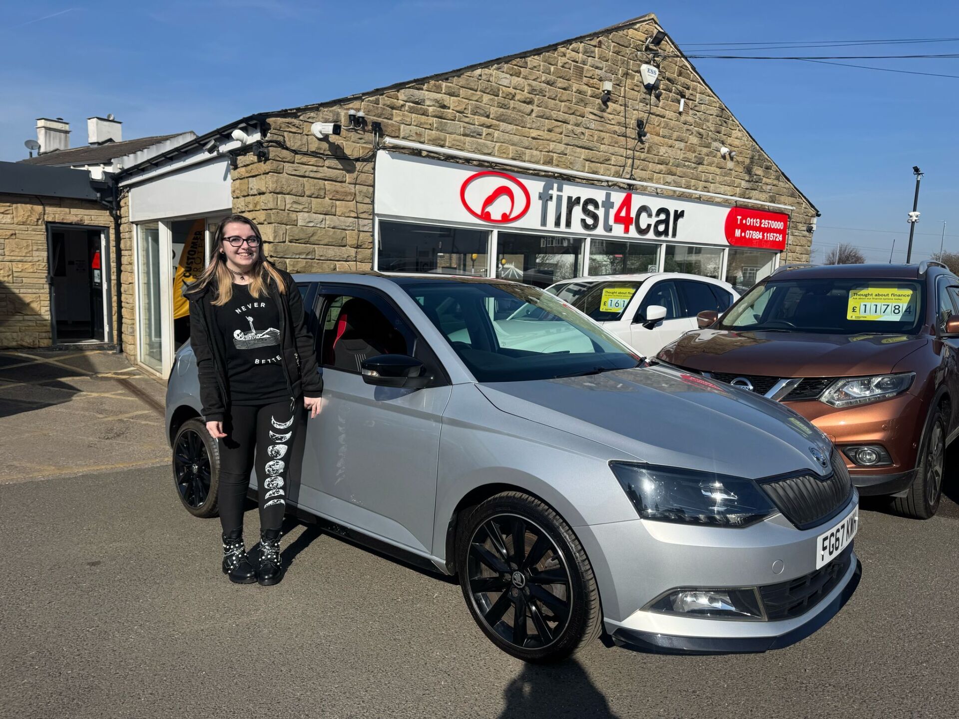 Maria from Manchester collecting her new Skoda Fabia