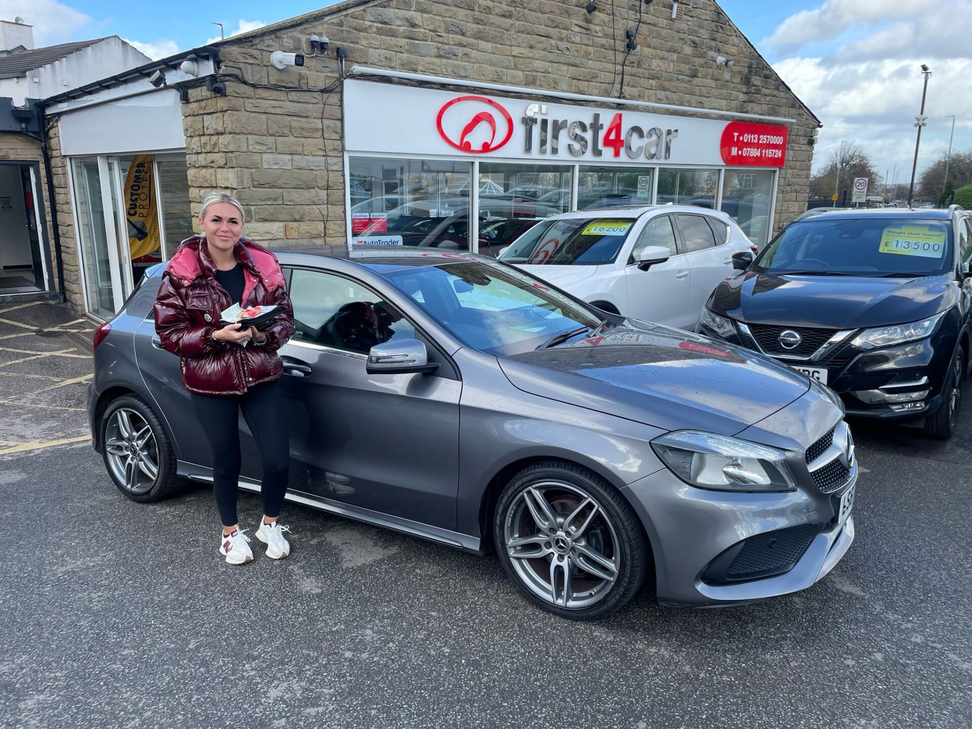 Ellis from Newcastle collecting her new Mercedes A Class