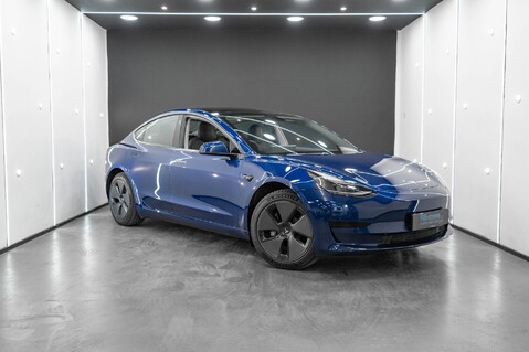 Tesla Model 3 Standard Range Plus Deep Blue Metallic LFP Battery Pano Roof Black Interior 