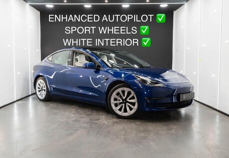 Tesla Model 3 Long Range Enhanced Autopilot White Interior 19 inch Sport Wheels Heat Pump