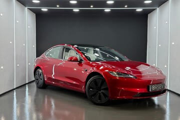 Tesla Model 3 RWD Ultra Red, White Interior, Ambient Lighting, Pano Roof, 