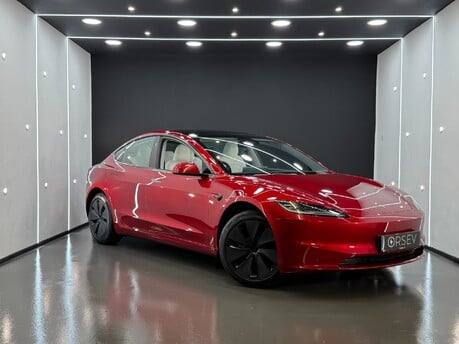 Tesla Model 3 RWD Ultra Red, White Interior, Ambient Lighting, Pano Roof, 