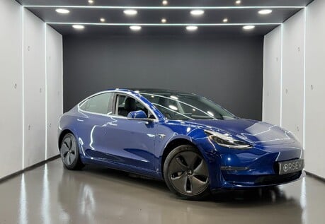 Tesla Model 3 Long Range Deep Metallic Blue Panoramic roof Heated Seats Black Interior