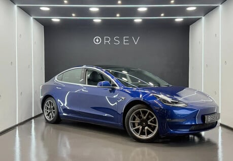 Tesla Model 3 Long Range Tow Bar One Owner Deep Metallic Blue, Black Interior Pano Roof