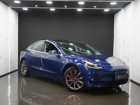 Tesla Model 3 Performance One Owner Deep Blue Metallic Black Int Pano Roof Sexy Buttons 