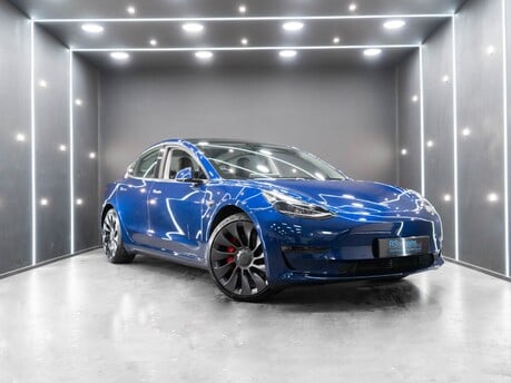 Tesla Model 3 Performance One Owner Deep Blue Metallic 20" Uberturbine Alloys Heat Pump