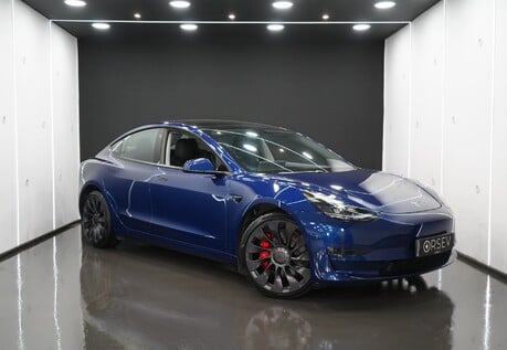 Tesla Model 3 Performance One Owner Deep Blue Metallic 20" Uberturbine Alloys Heat Pump