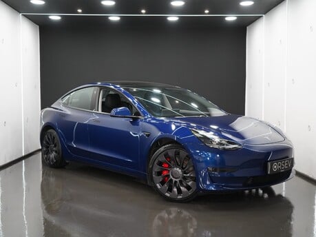 Tesla Model 3 Performance One Owner Deep Blue Metallic 20" Uberturbine Alloys Heat Pump