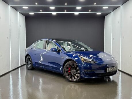 Tesla Model 3 Performance, White interior, Deep Metallic Blue, Panoramic Roof, One Owner