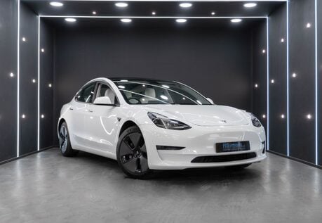 Tesla Model 3 Long Range White Interior Heat Pump Adaptive LEDs Pano Roof One Owner VATQ