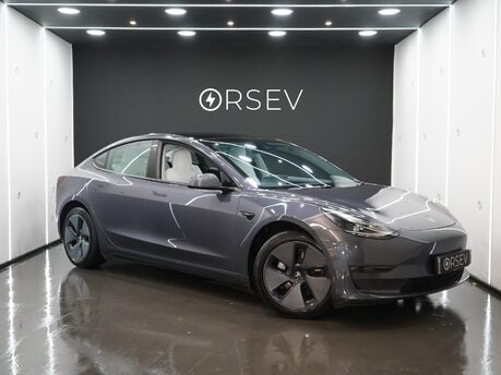 Tesla Model 3 Long Range White Interior Midnight Silver Heat Pump Pano Roof One Owner
