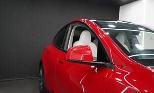 Tesla Model Y Long Range White Interior Red Multi Coat 19" Uberturbine Style Alloys  17