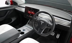 Tesla Model Y Long Range White Interior Red Multi Coat 19" Uberturbine Style Alloys  2