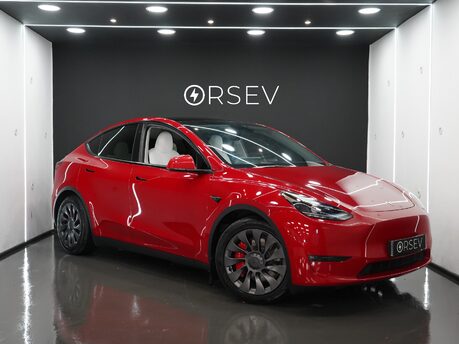 Tesla Model Y Long Range White Interior Red Multi Coat 19" Uberturbine Style Alloys 