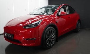 Tesla Model Y Long Range White Interior Red Multi Coat 19" Uberturbine Style Alloys  3