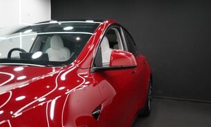 Tesla Model Y Long Range White Interior Red Multi Coat 19" Uberturbine Style Alloys  18