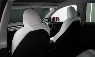 Tesla Model Y Long Range White Interior Red Multi Coat 19" Uberturbine Style Alloys  33