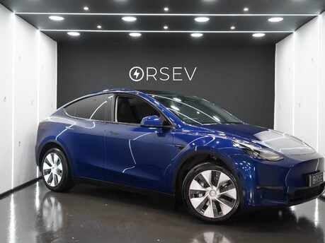 Tesla Model Y LONG RANGE AWD One Owner Deep Metallic Blue Adaptive LEDs Pano Roof VAT Q