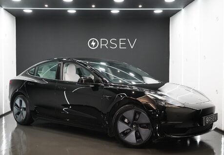 Tesla Model 3 LONG RANGE AWD White Interior Solid Black Paint One Owner VAT Qualifying