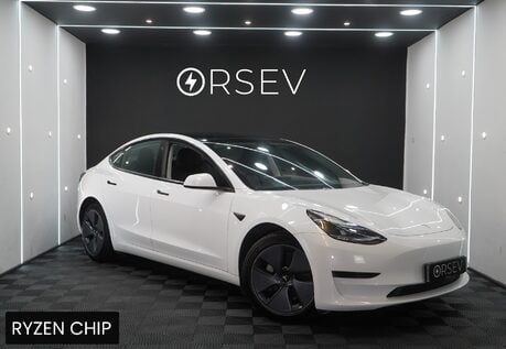 Tesla Model 3 RWD Ryzen One Owner Adaptive LEDs Heat Pump Pano Roof Black Interior 