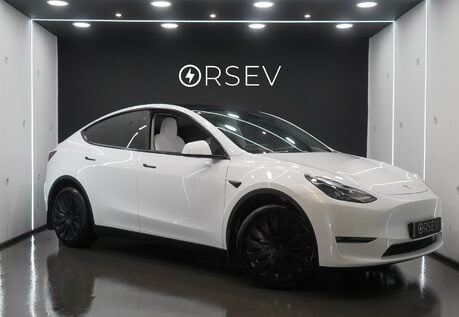 Tesla Model Y LONG RANGE AWD Impeccable Example! Sought After White Interior Low Mileage 