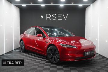 Tesla Model 3 Long Range AWD Ultra Red Heat Pump Adaptive LEDs Pano Roof 1 Owner VATQ