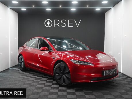 Tesla Model 3 Long Range AWD Ultra Red Heat Pump Adaptive LEDs Pano Roof 1 Owner VATQ