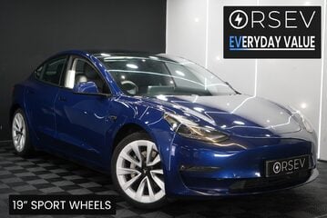 Tesla Model 3 LONG RANGE AWD Heat Pump 19" Sport Wheels Deep Metallic Blue One Owner VATQ