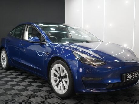 Tesla Model 3 LONG RANGE AWD Heat Pump 19" Sport Wheels Deep Metallic Blue One Owner VATQ