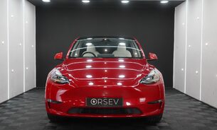 Tesla Model Y LONG RANGE AWD Tow Hitch White Interior Red Multi Coat Adaptive LEDs  5