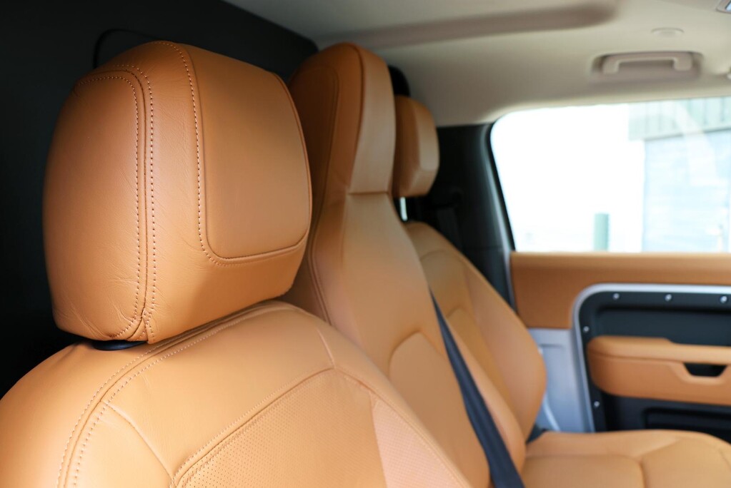 Land Rover Defender 90  HARD TOP  by seeker bespoke matt pine with vintage Tan leather  18