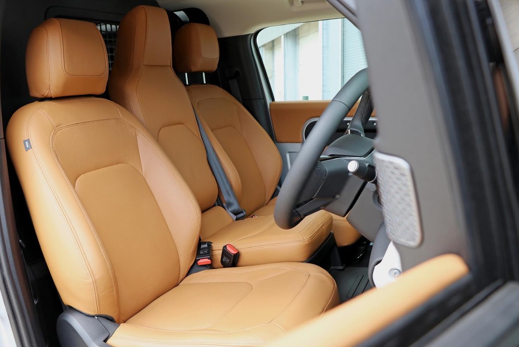 Land Rover Defender 90  HARD TOP  by seeker bespoke matt pine with vintage Tan leather  19