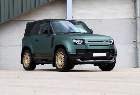 Land Rover Defender 90  HARD TOP  by seeker bespoke matt pine with vintage Tan leather 