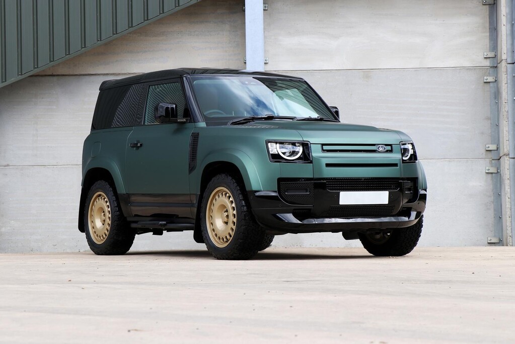 Land Rover Defender 90  HARD TOP  by seeker bespoke matt pine with vintage Tan leather  3